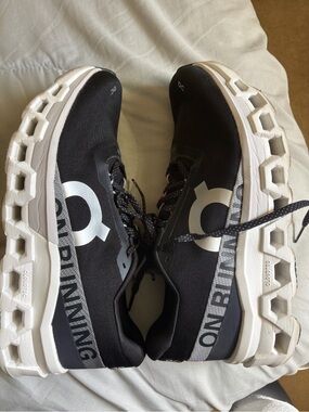 On Running Womens Black & White Cloudmonster Running Shoes